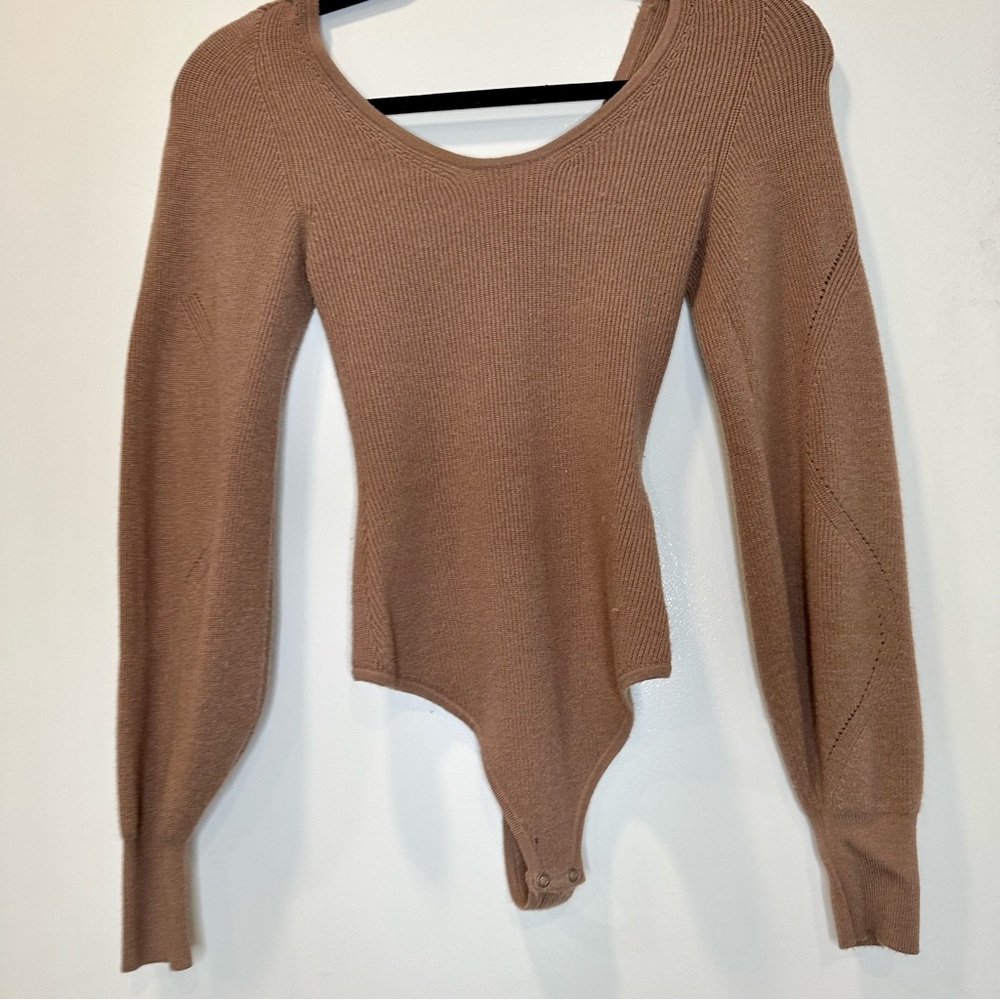 Abercrombie and Fitch knit body suit beige mauve XS